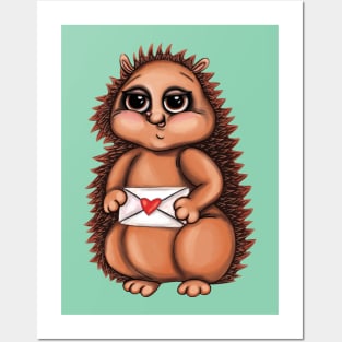 Hedgehog with love letter Posters and Art